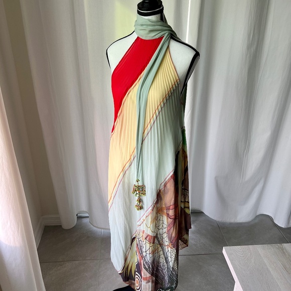 SOLD! Jean Paul Gaultier Femme Silk Halter Dress IT44 US10 Beaded Ties VTG Rare - Picture 1 of 16